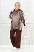 Striped Knitwear Double Team 5003KLN1035-M Coffee - Thumbnail