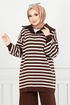 Striped Knitwear Double Team 5003KLN1035-M Coffee - Thumbnail