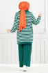 Striped Knitwear Double Team 5003KLN1035-M Emerald - Thumbnail