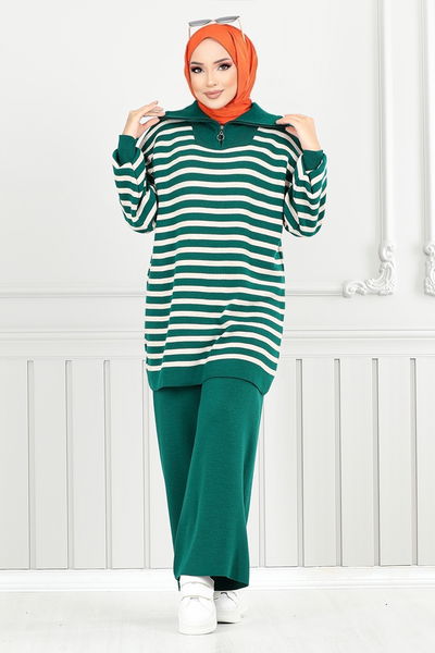 MRV K.L.N. - Striped Knitwear Double Team 5003KLN1035-M Emerald