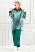 Striped Knitwear Double Team 5003KLN1035-M Emerald - Thumbnail