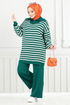 Striped Knitwear Double Team 5003KLN1035-M Emerald - Thumbnail