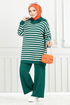 Striped Knitwear Double Team 5003KLN1035-M Emerald - Thumbnail