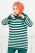 Striped Knitwear Double Team 5003KLN1035-M Emerald - Thumbnail