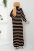 Striped Knitwear Dress 6025KL1035-M Black - Thumbnail