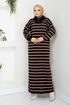 Striped Knitwear Dress 6025KL1035-M Black - Thumbnail