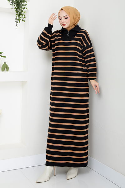 MRV K.L.N. - Striped Knitwear Dress 6025KL1035-M Black