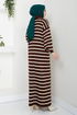 Striped Knitwear Dress 6025KL1035-M Coffee - Thumbnail