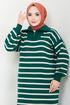 Striped Knitwear Dress 6025KL1035-M Emerald - Thumbnail