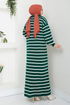 Striped Knitwear Dress 6025KL1035-M Emerald - Thumbnail