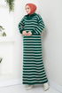 Striped Knitwear Dress 6025KL1035-M Emerald - Thumbnail