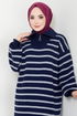 Striped Knitwear Dress 6025KL1035-M Laci - Thumbnail