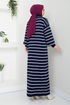 Striped Knitwear Dress 6025KL1035-M Laci - Thumbnail