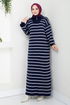 Striped Knitwear Dress 6025KL1035-M Laci - Thumbnail