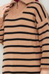 Striped Knitwear Dress 6025KL1035-M Latte - Thumbnail