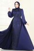 SUAL Drapeli Pelerin Abiye 4928D170-MS Laci - Thumbnail