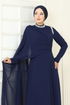 SUAL Taş Detay Pelerinli Abiye 6294LPN858-MS Laci - Thumbnail
