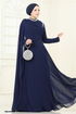 SUAL Taş Detay Pelerinli Abiye 6294LPN858-MS Laci - Thumbnail