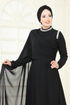 SUAL Taş Detay Pelerinli Abiye 6294LPN858-MS Siyah - Thumbnail