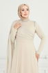 SUAL Taş Detay Pelerinli Abiye 6294LPN858-MS Taş - Thumbnail