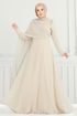 SUAL Taş Detay Pelerinli Abiye 6294LPN858-MS Taş - Thumbnail