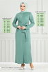 Sur Le Côté Ceinture Détaillé Robe 0409ALG1079-L Menthe - Thumbnail