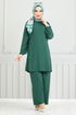 Sur Le Côté Lacé Hijab Équipe Numéro de pièce 3004BM1076-M Émeraude - Thumbnail
