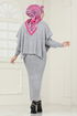 Sweater Strickwaren Kleid 6001UZ1029-M Grau - Thumbnail