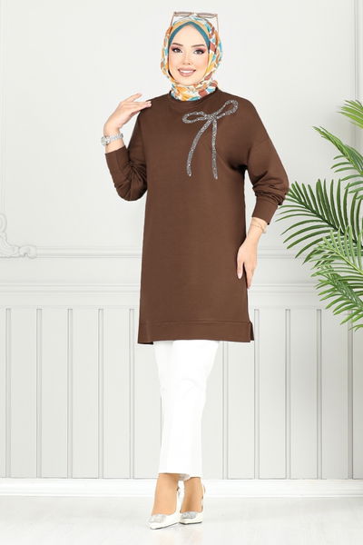 MRV A.Y.D. - Taş Baskılı Tunik 2703AYD969-M Kahve