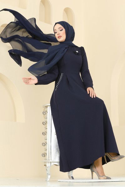 S.L. - Taş Detay Çiçek Aksesuarlı Elbise 2741SL432-MS Laci