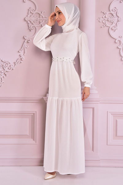 NEV - Taş Detay Nikah Elbisesi Beyaz NEV14871