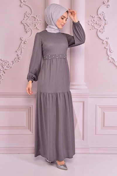 NEV - Taş Detay Elbise Gri NEV14871