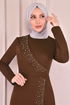 Taş Detay Elbise Taba ASM2459 - Thumbnail
