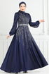 Taş Detay Saten Abiye 5675EDF311-MS Laci - Thumbnail