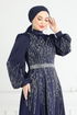 Taş Detay Saten Abiye 5675EDF311-MS Laci - Thumbnail
