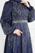 Taş Detay Saten Abiye 5675EDF311-MS Laci - Thumbnail