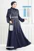 Taş Detay Saten Abiye 5675EDF311-MS Laci - Thumbnail
