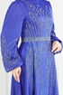 Taş Detay Saten Abiye 5675EDF311-MS Saks - Thumbnail