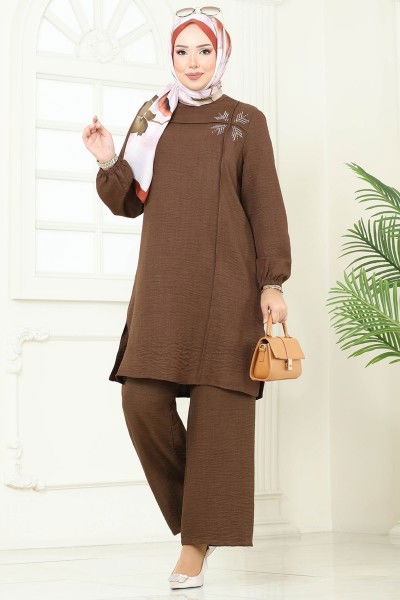 D.V.L. - Taş Detay Sofia Takım 437DVL817-MS Açık Kahve