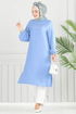 Taş Detay Tesettür Tunik 3123HBS856-MS Bebe Mavisi - Thumbnail