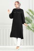 Taş Detay Tesettür Tunik 3123HBS856-MS Siyah - Thumbnail