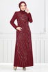 Taş Detaylı Abiye Elbise 4408MDH1093-M Bordo - Thumbnail