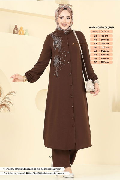 MRV D.V.L. - Taş Detaylı Aerobin Takım 441DVL897-M Kahve - 383042