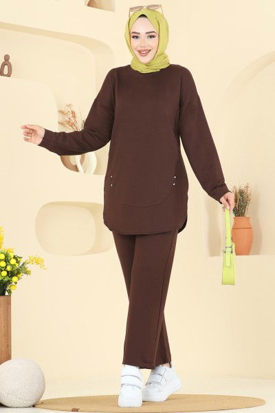 A.Y.D. - Taş Detaylı İkili Takım 2728AYD574-MS Kahve