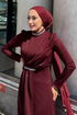 Taş Detaylı Krep Abiye 4645ALG474-MS Bordo - Thumbnail