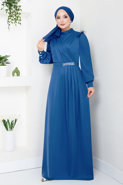 MRV D.V.L. - Taş Detaylı Tesettür Abiye 271DVL897-M İndigo - 344909