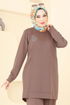 Taş Detaylı Tesettür Takım 4060PM271-MS Açık Kahve - Thumbnail