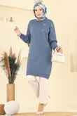 A.Y.D. - Taş Detaylı Triko Tunik 2717AYD574-MS İndigo