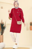 A.Y.D. - Taş Detaylı Triko Tunik 2717AYD574-MS Kırmızı
