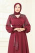 Taş İşlemeli Janjan Abiye 5693EDF311-MS Bordo - Thumbnail